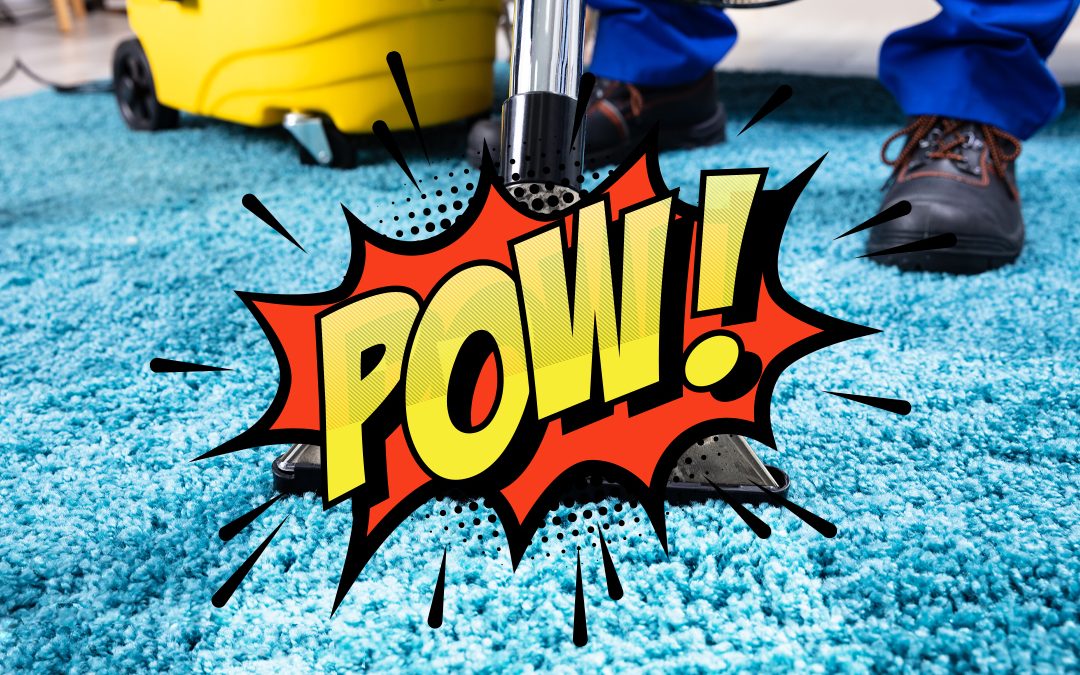 Carpet cleaner with Pow graphic in front